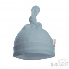 H4500-DB: Dusty Blue Ribbed Knot Hat (0-6 Months)